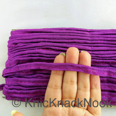 2mm Flanged Insertion Piping on 9mm Band, Violet Purple Art Silk Fabric Trim, Cord piping Trim